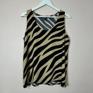 ANN TAYLOR Black and Tan Zebra Print Camisole Top, Size Large‎